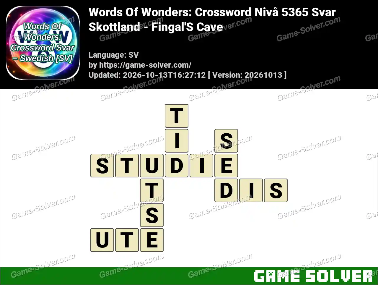 Words Of Wonders: Crossword Nivå 5365 Svar – Skottland – Fingal’S Cave
